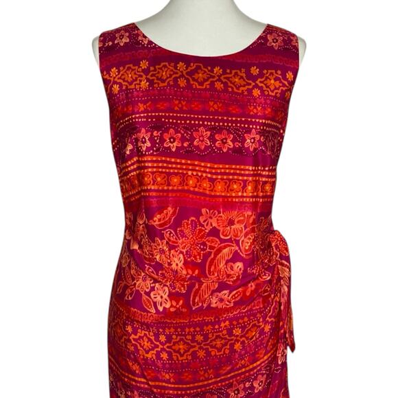 R&K Originals Maxi Dress Red Faux Wrap Sleeveless Tropical Floral Size 14 Y2K - Picture 5 of 15